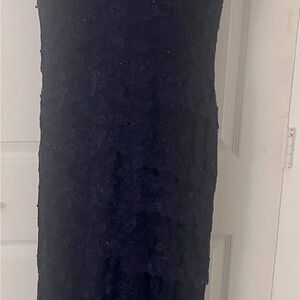 Marina Navy Blue Sequin and Lace Evening Gown